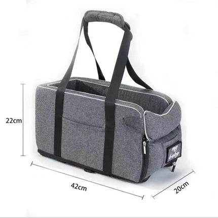 Thickened Pet Car Seat for Center Console(42x20x22CM) - Dog & Cat Booster Travel Safety Bed with Removable Cooling Mat & Handle.