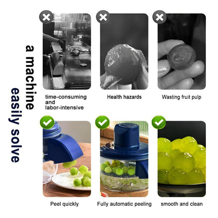 Blue Automatic Grape Peeler Machine - High-Efficiency & Mess-Free, Electric Fruit Skin Remover for Home Fruit-Lover & Commercial Tea Shops.
