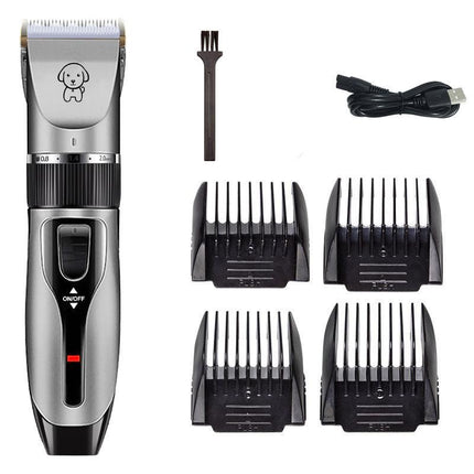 Black K5 Lightweight Pet Precision Grooming Clipper - USB Rechargable, Low Noise Dog & Cat Hair Trimmer with 5-Level Adjustable Titanium Ceramic Blade & 4*Guide Combs.