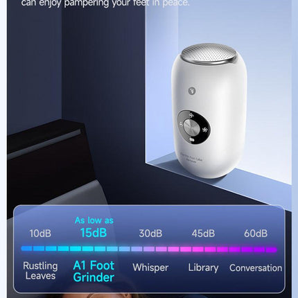 Black A1 Compact Electric Foot Dead Skin and Callus Remover - IPX6 Pedicure Tool with 3-Speed Mode & Dual 360°Rotating Stainless Steel Heads.