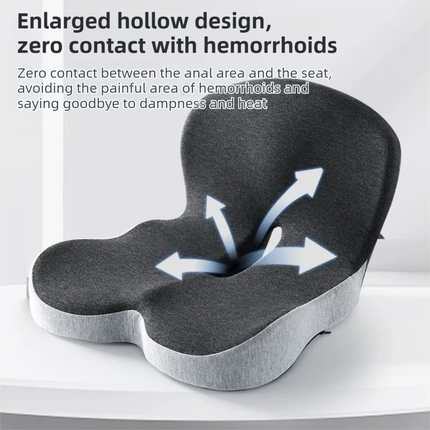 Black Ergonomic Memory Foam Seat Cushion & Lumbar Support(44x42x32CM) - Relieves Sciatica & Corrects Posture with Breathable Cover.
