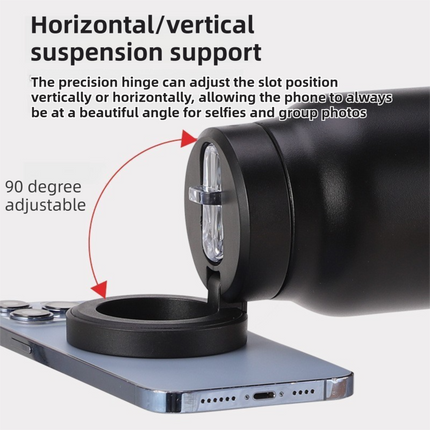 White 24oz Stainless Steel Insulated Water Bottle With 90° Adjustable Vertical/Horizontal Magnetic Phone Holder - Ringo Style Magnetic Lid Sport Flask.