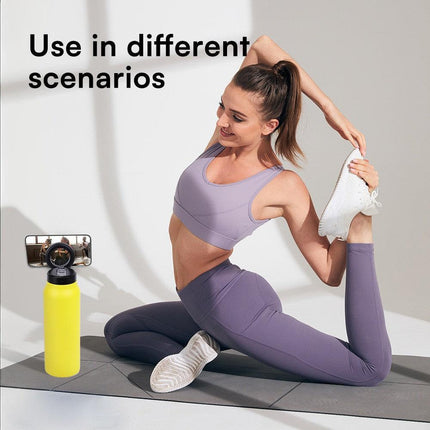 Orange 24oz Stainless Steel Insulated Water Bottle With 90° Adjustable Vertical/Horizontal Magnetic Phone Holder - Ringo Style Magnetic Lid Sport Flask.