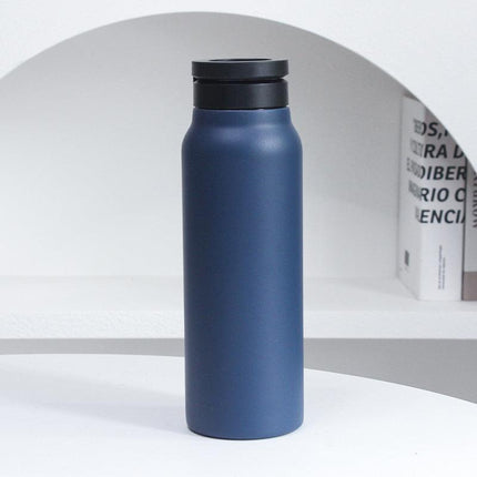 Dark Blue 24oz Stainless Steel Insulated Water Bottle With 90° Adjustable Vertical/Horizontal Magnetic Phone Holder - Ringo Style Magnetic Lid Sport Flask.