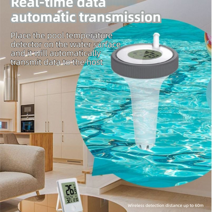 Wireless Pool Thermometer with Indoor Receiver(60M Range) - IPX7 Remote Floating Water Temperature Sensor for Pools, Spas & Hot Tubs.
