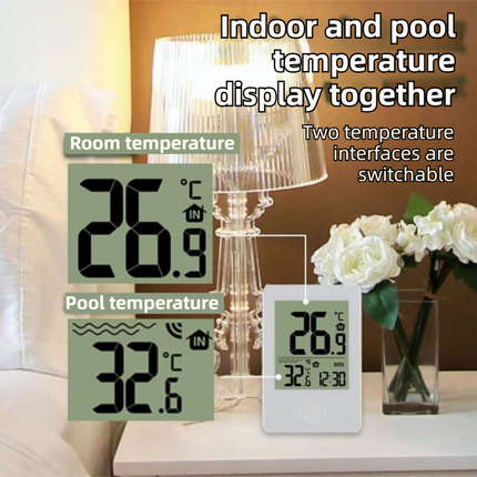 Wireless Pool Thermometer with Indoor Receiver(60M Range) - IPX7 Remote Floating Water Temperature Sensor for Pools, Spas & Hot Tubs.
