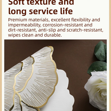 4-Pack Sliver Luxury Bronzing Floral Heat-Insulated Placemats - Lotus Style Anti-Slip & Waterproof PVC Table Mats(38x38CM).