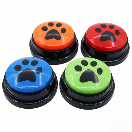 4-Pack Durable Dog-Talking Buttons & Recordable Voice Boxes - Interactive Vibrant Colors Speech Training Toy.