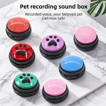 4-Pack Durable Dog-Talking Buttons & Recordable Voice Boxes - Interactive Vibrant Colors Speech Training Toy.
