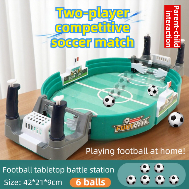 2-Player Large Interactive Tabletop Football Battle Toy for Kids & Adults with 6 Mini Soccer Balls(42x21x9CM) - No Battery Required.