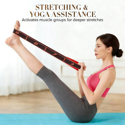 2-Pack Blue 12-Loop Numbered Yoga Stretch Strap(4x138CM) - Durable Multi-Segment Resistance Fitness Band for Pilates & Gym.