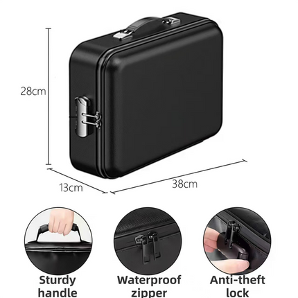 3-Layer Fireproof & Waterproof File Organizer Box(38x28x13CM) with Security Lock - EVA Muti-Functional Safety Briefcase for Certificates, Passports & Valuables.
