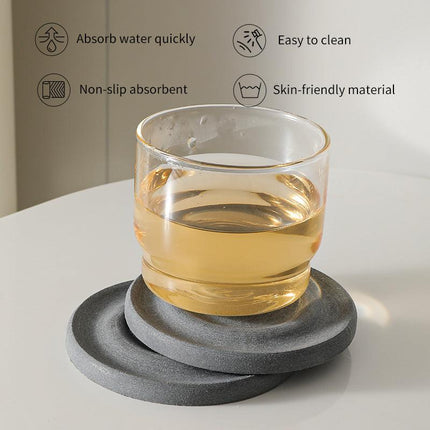 6-Pack Dark Grey Instant Dry Diatomite Square Coaster Tray(10x10CM) - Ultra-Absorbent Bathroom Sink Caddy & Cup Mat.