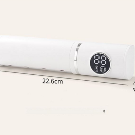 White 4-Slot Compact UV Toothbrush Sanitizer with Turbo Drying Fan & LCD Display - Anti-Dust Toothbrush Holder, 10-Minute One-Touch Deep Clean.