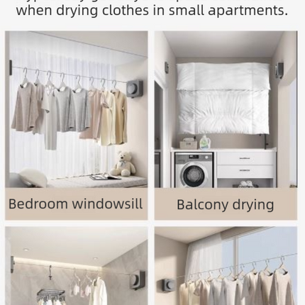 Grey 4.2M Heavy Duty Invisible Retractable Clothesline - Rustproof & Drill-Free Laundry Hanger with 20kg Load Capacity.