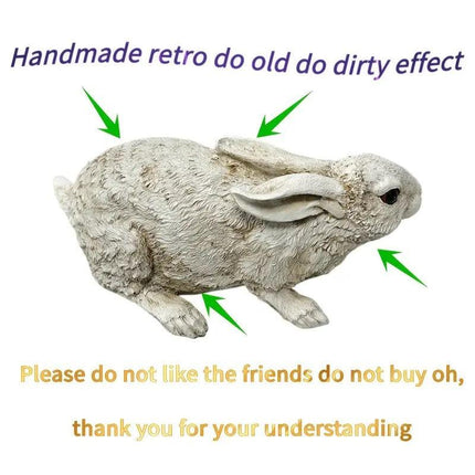 Weather-Resistant Resin Rabbit Garden Statue - Lifelike Animal Decorative Ornament for Gardens & Backyard Landscaping.