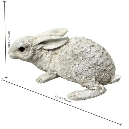 Weather-Resistant Resin Rabbit Garden Statue - Lifelike Animal Decorative Ornament for Gardens & Backyard Landscaping.