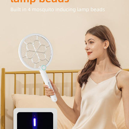 2-in-1 Foldable Electric Mosquito Swatter & UV Light Killer Lamp with 180° Rotating Head and Base - Wall-Mounted & Self-Standing Non-Toxic Pest Control.