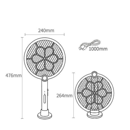 2-in-1 Foldable Electric Mosquito Swatter & UV Light Killer Lamp with 180° Rotating Head and Base - Wall-Mounted & Self-Standing Non-Toxic Pest Control.
