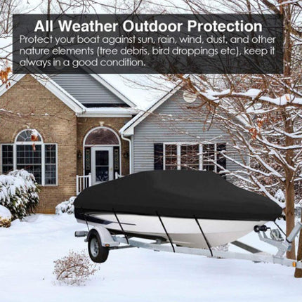 Black Heavy-Duty V-Hull Shield for 20 to 22 FT Yachts - All-Weather Water / Dust / UV Resistant 190T Silver Coated  Marine Protector.