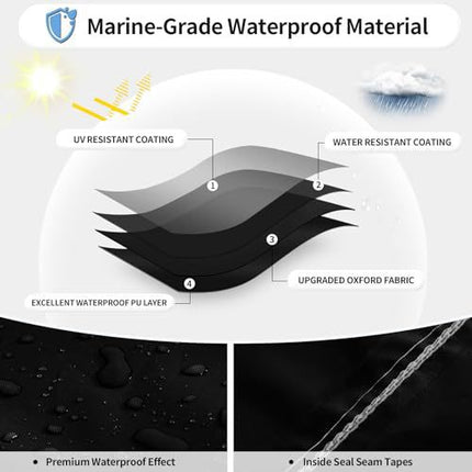 Sliver Heavy-Duty V-Hull Shield for 16 to 18 FT Yachts - All-Weather Water / Dust / UV Resistant 190T Silver Coated  Marine Protector.