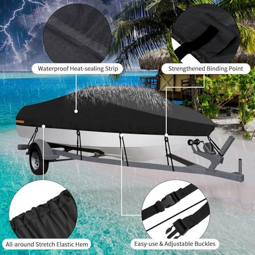 Sliver Heavy-Duty V-Hull Shield for 17 to 19 FT Yachts - All-Weather Water / Dust / UV Resistant 190T Silver Coated  Marine Protector.