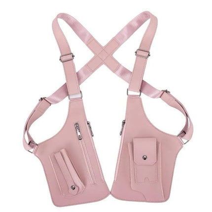 Pink Multi-functional Expandable Men's Tactical Chest Rig Bag - Waterproof & Lightweight Retro Underarm Pack.