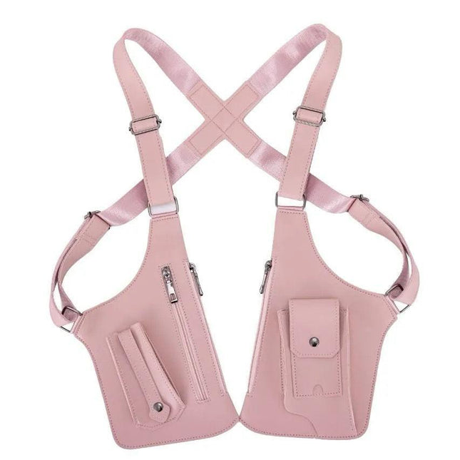 Pink Multi-functional Expandable Men's Tactical Chest Rig Bag - Waterproof & Lightweight Retro Underarm Pack.