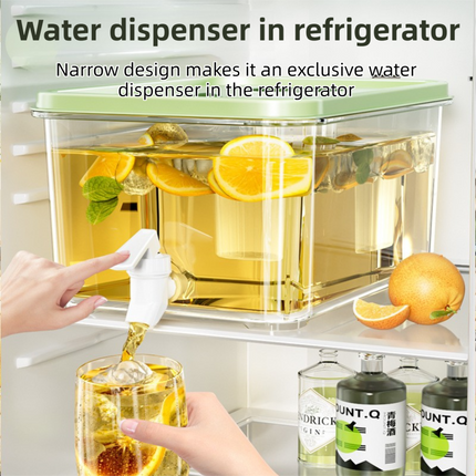 3L Compact Fridge-Ready Cold Drink Dispenser with Spigot, Timer and Infuser Filter - Food-Grade PP & Heat Resistant Fruit Tea Tank.