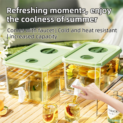 5L Compact Fridge-Ready Cold Drink Dispenser with Spigot, Timer and Infuser Filter - Food-Grade PP & Heat Resistant Fruit Tea Tank.