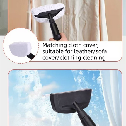 Red Portable High-Pressure Steam Cleaner with 1000ml Tank & 7-Piece Pro Brushes/Spray Nozzle Kit - 131°C High-Temp Deep Cleaning Machine for Kitchen Grease and Home Sanitization.