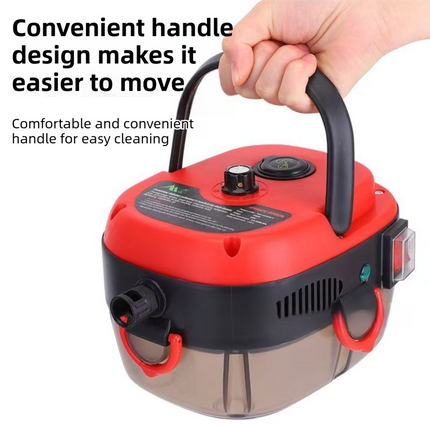 Red Portable High-Pressure Steam Cleaner with 1000ml Tank & 7-Piece Pro Brushes/Spray Nozzle Kit - 131°C High-Temp Deep Cleaning Machine for Kitchen Grease and Home Sanitization.