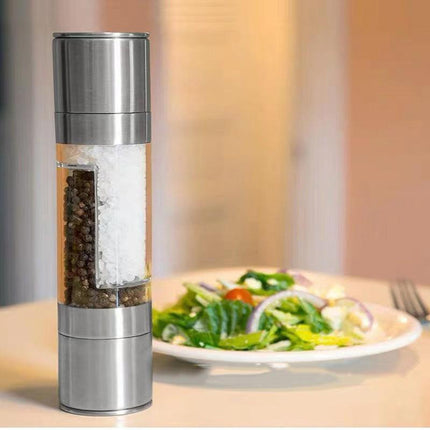 2 Pack 2-in-1 Stainless Steel Manual Spice Grinder Dual Head Salt and Pepper Mill with Adjustable Coarseness for Australian BBQ Kitchen and Travel.