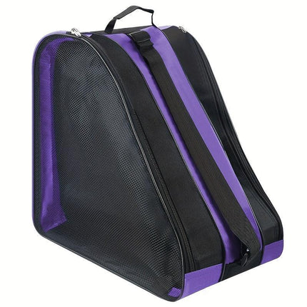 Purple 3-Compartment Roller Skate Bag Breathable Mesh Ice Skate Carrier with Adjustable Shoulder Strap for Kids and Adults Australian Sports Accessories.