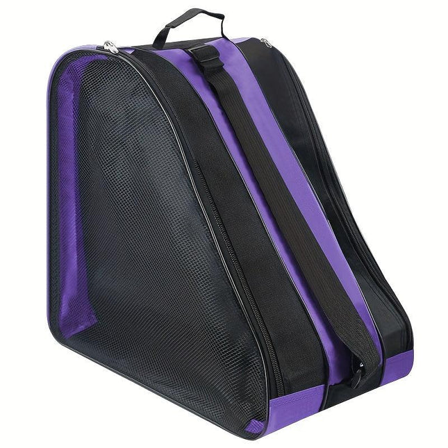 Purple 3-Compartment Roller Skate Bag Breathable Mesh Ice Skate Carrier with Adjustable Shoulder Strap for Kids and Adults Australian Sports Accessories.
