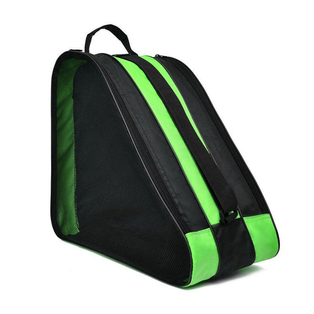 Green 3-Compartment Roller Skate Bag Breathable Mesh Ice Skate Carrier with Adjustable Shoulder Strap for Kids and Adults Australian Sports Accessories.