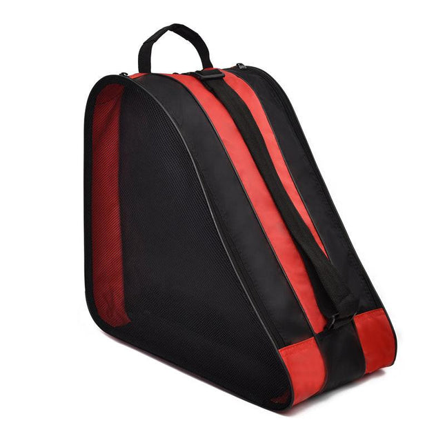 Red 3-Compartment Roller Skate Bag Breathable Mesh Ice Skate Carrier with Adjustable Shoulder Strap for Kids and Adults Australian Sports Accessories.