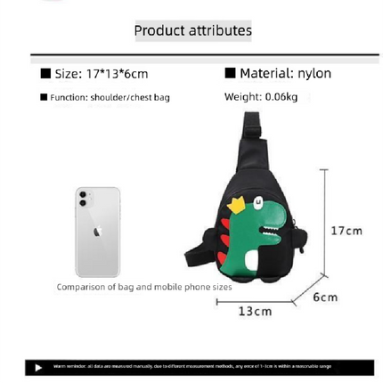 Yellow Kids Cartoon Dinosaur Chest Bag Cute Lightweight Nylon Crossbody Shoulder Pack for Toddlers Outings and Travel New Arrival Gift.