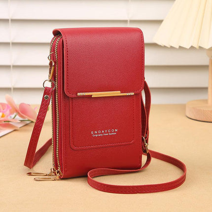 Red Touch Screen Crossbody Phone Bag for Women Small Shoulder Purse with Dual Zippers and Card Slots Compact Travel Pouch Australian Lifestyle.