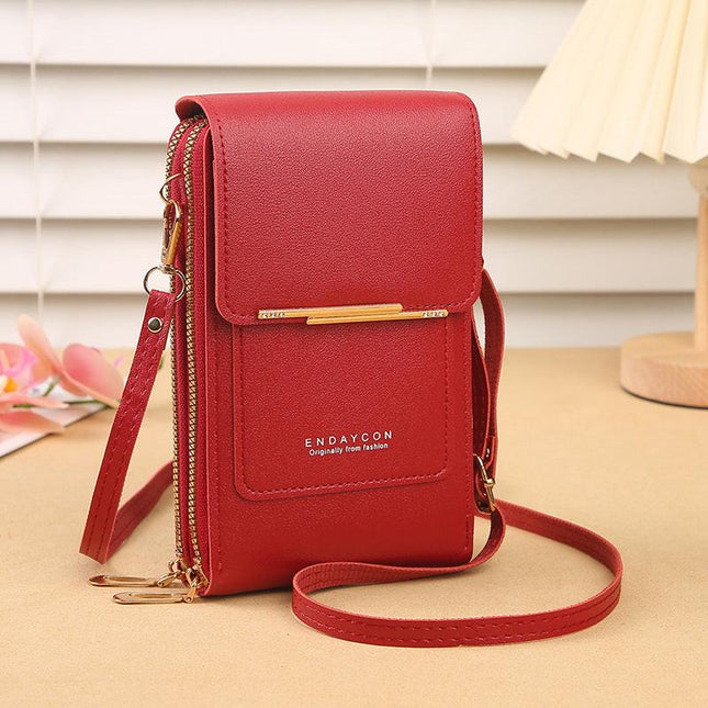 Red Touch Screen Crossbody Phone Bag for Women Small Shoulder Purse with Dual Zippers and Card Slots Compact Travel Pouch Australian Lifestyle.