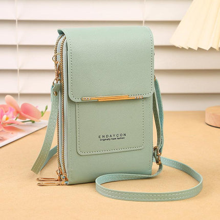 Green Touch Screen Crossbody Phone Bag for Women Small Shoulder Purse with Dual Zippers and Card Slots Compact Travel Pouch Australian Lifestyle.