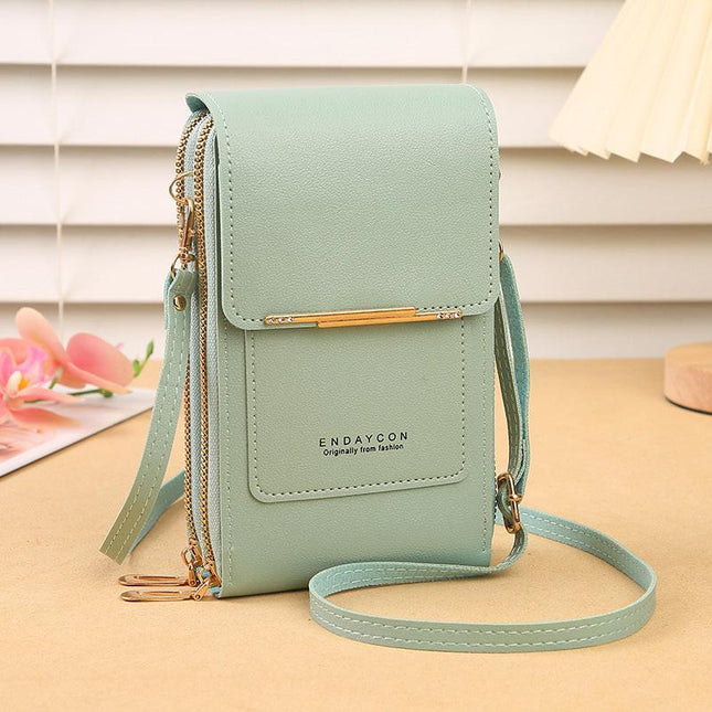 Green Touch Screen Crossbody Phone Bag for Women Small Shoulder Purse with Dual Zippers and Card Slots Compact Travel Pouch Australian Lifestyle.