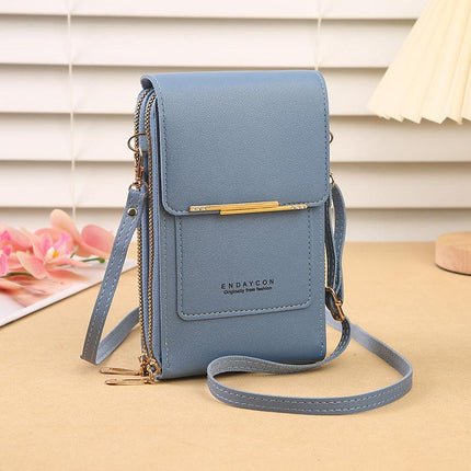 Blue Touch Screen Crossbody Phone Bag for Women Small Shoulder Purse with Dual Zippers and Card Slots Compact Travel Pouch Australian Lifestyle.