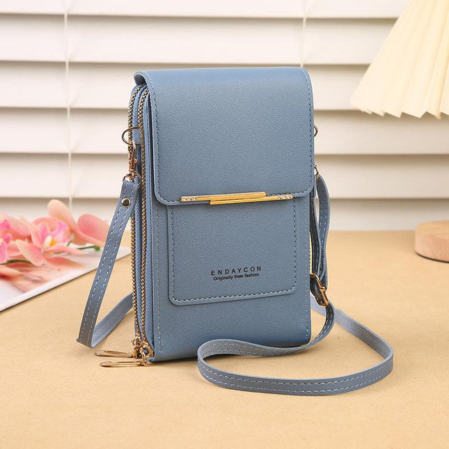 Blue Touch Screen Crossbody Phone Bag for Women Small Shoulder Purse with Dual Zippers and Card Slots Compact Travel Pouch Australian Lifestyle.