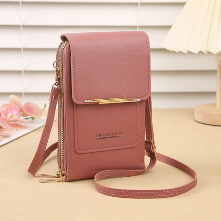 Dark pink Touch Screen Crossbody Phone Bag for Women Small Shoulder Purse with Dual Zippers and Card Slots Compact Travel Pouch Australian Lifestyle.