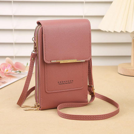 Dark pink Touch Screen Crossbody Phone Bag for Women Small Shoulder Purse with Dual Zippers and Card Slots Compact Travel Pouch Australian Lifestyle.