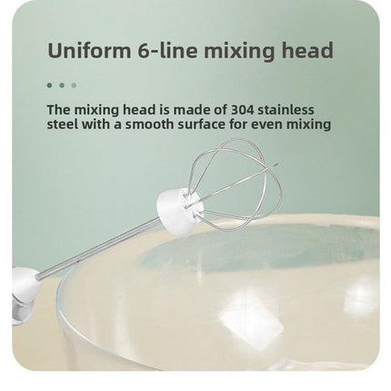 White Rechargeable Handheld Milk Frother and Electric Whisk Set 3 Speeds with 2 Stainless Steel Heads and Storage Stand Australian Home Barista Kit.