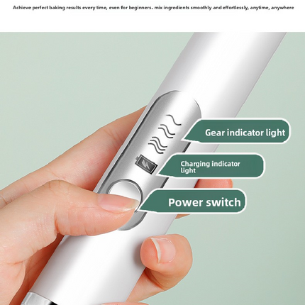 White Rechargeable Handheld Milk Frother and Electric Whisk Set 3 Speeds with 2 Stainless Steel Heads and Storage Stand Australian Home Barista Kit.