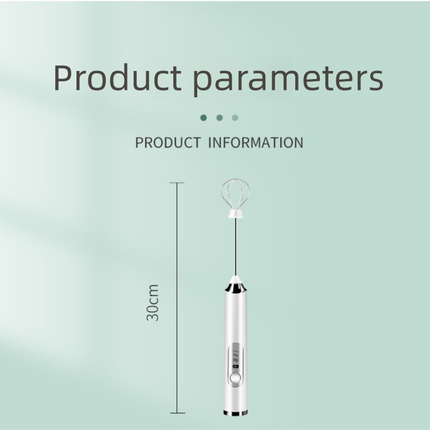 White Rechargeable Handheld Milk Frother and Electric Whisk Set 3 Speeds with 2 Stainless Steel Heads and Storage Stand Australian Home Barista Kit.