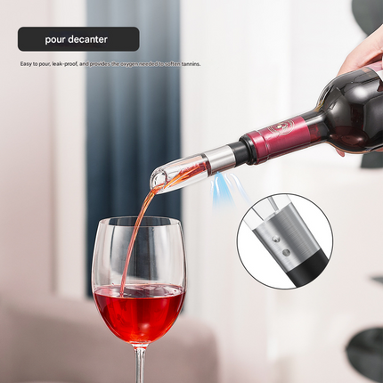 Electric Wine Opener Set 2-in-1 Rechargeable Automatic Corkscrew with Vacuum Seal Base Aerator Foil Cutter Professional Barware Australian Home Use.